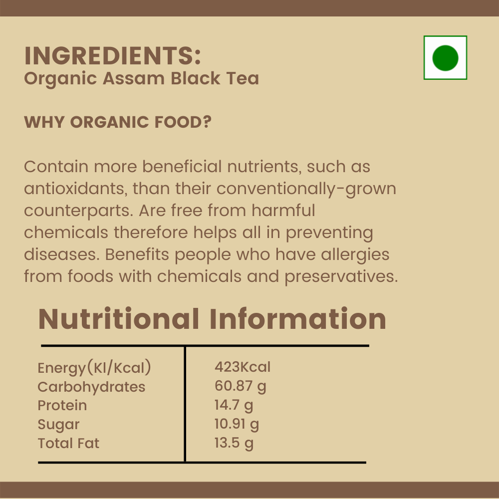 Orev Health Organic Assam Black Tea - 250gm (125gm * 2pack)