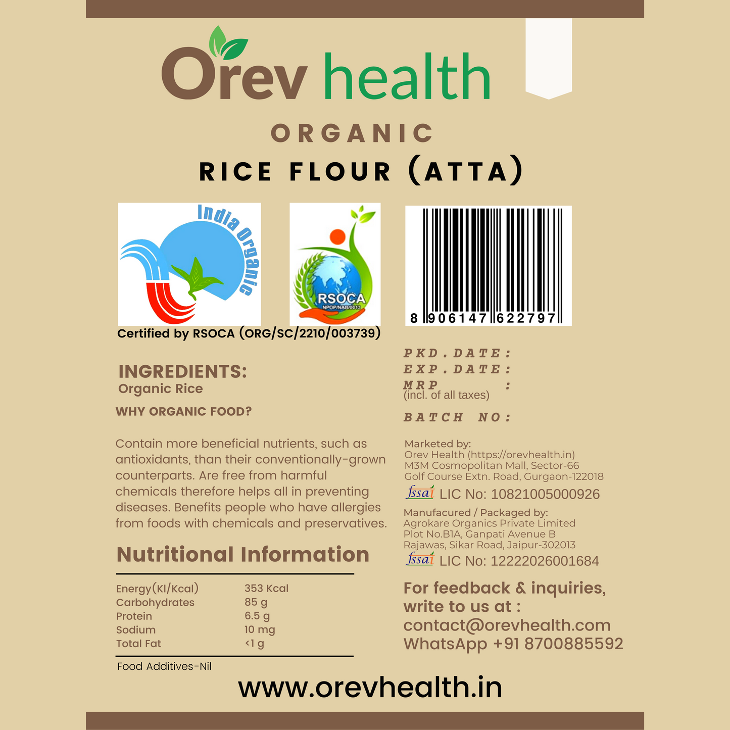 Orev Health Organic Rice Flour