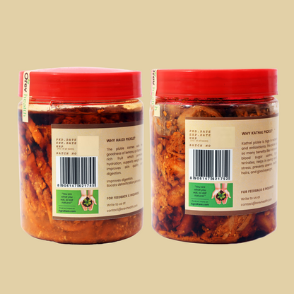 Orev Health Organic Haldi Pickle and Kathal Pickle - 800gm (400gm * 2pack)