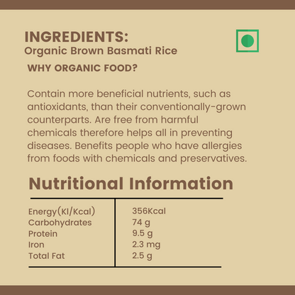 Orev Health Organic Brown Basmati Rice - 2Kg (1Kg * 2pack)
