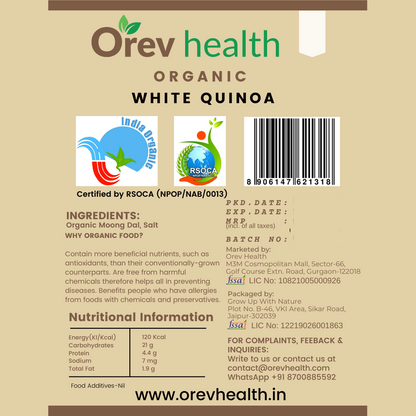 Orev Health Organic White Quinoa - 1Kg (500gm * 2pack)