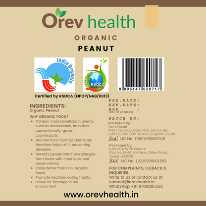 Orev Health Organic Peanut - 1 Kg (500gm * 2pack)