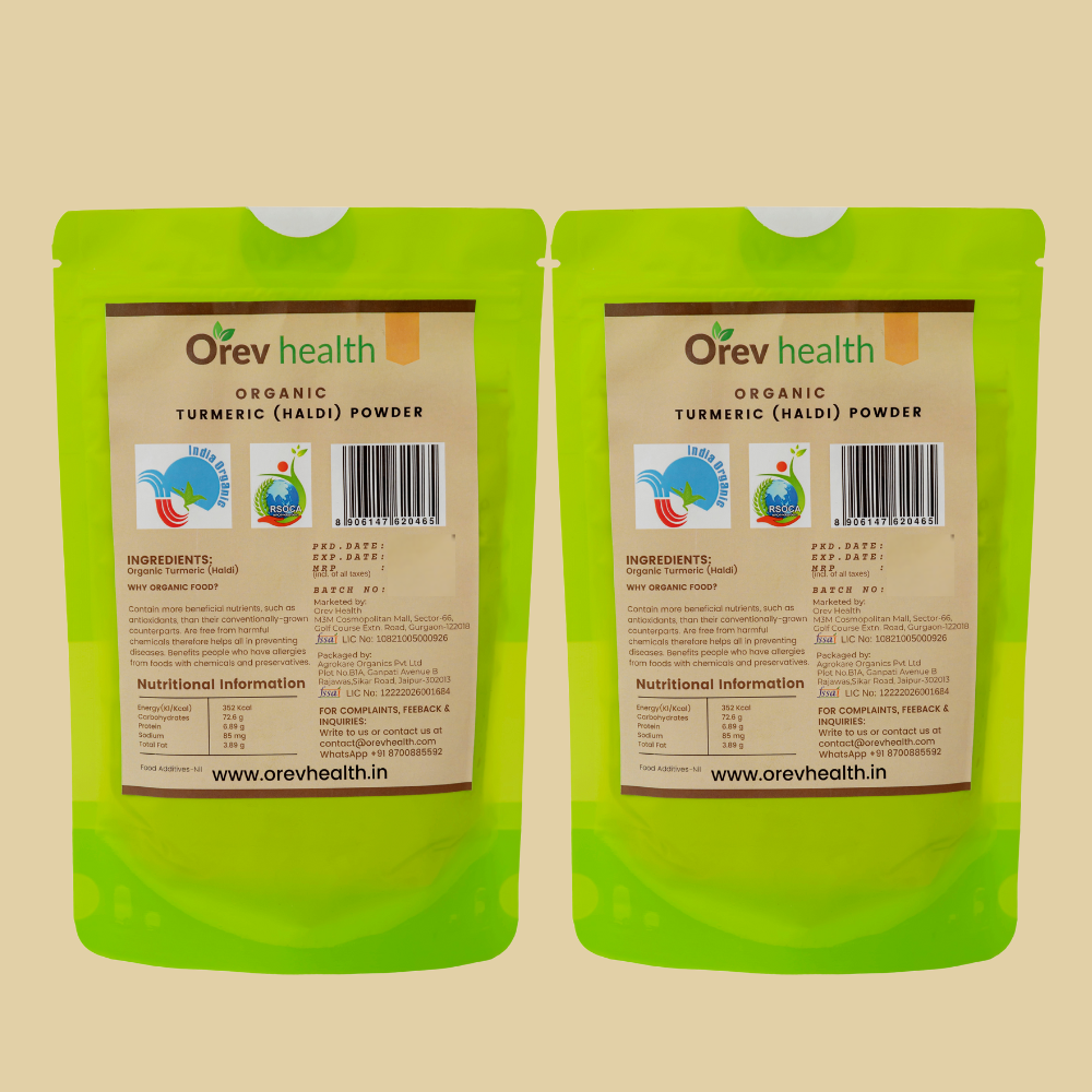 OREV Health Organic Turmeric Powder - 400gm (200gm * 2pack)
