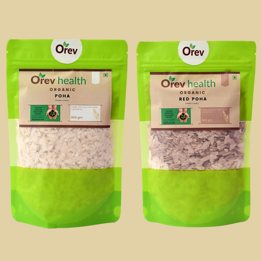 Orev Heath Organic Poha (800gm) and Red Poha (800gm) - 1.6Kg