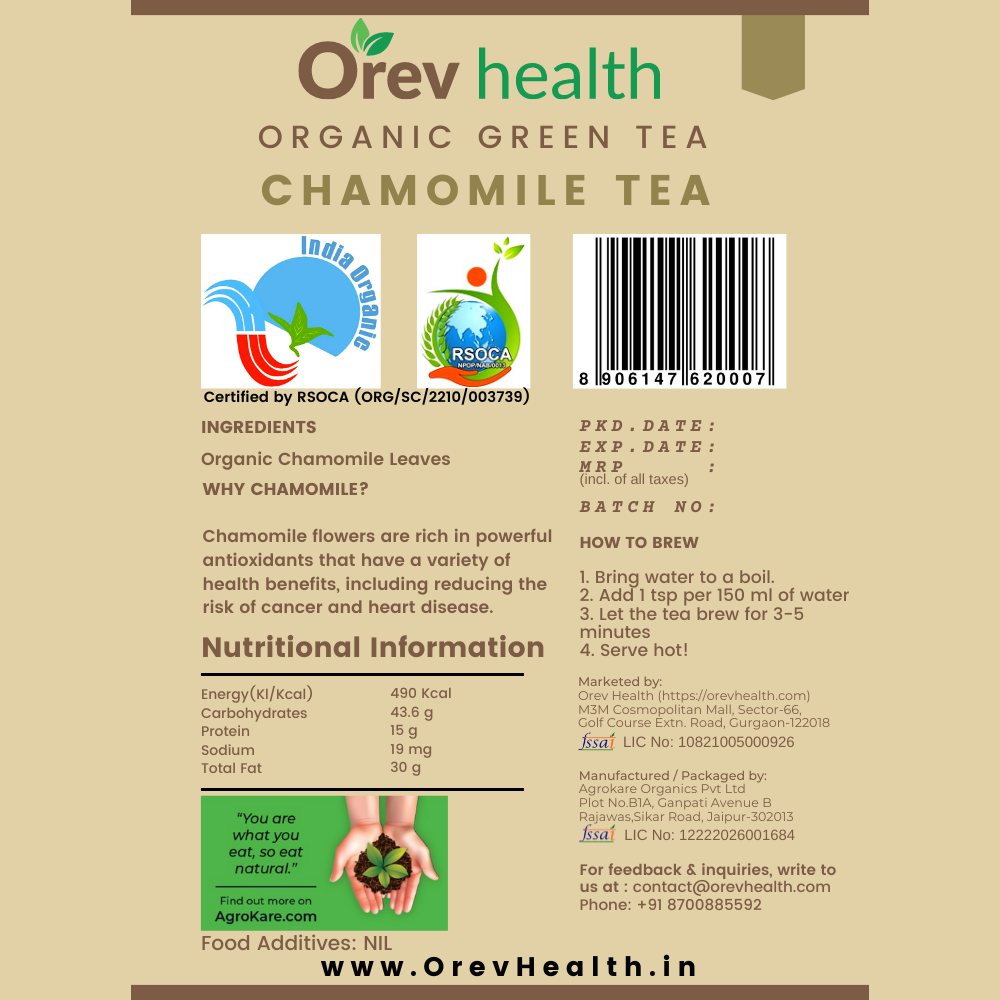 Orev Health Organic Chamomile Tea - 60gm (30gm * 2pack)